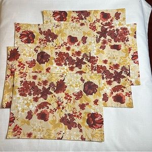 6 Cotton Placemats by Threshold with beautiful yellow and red/pink floral design